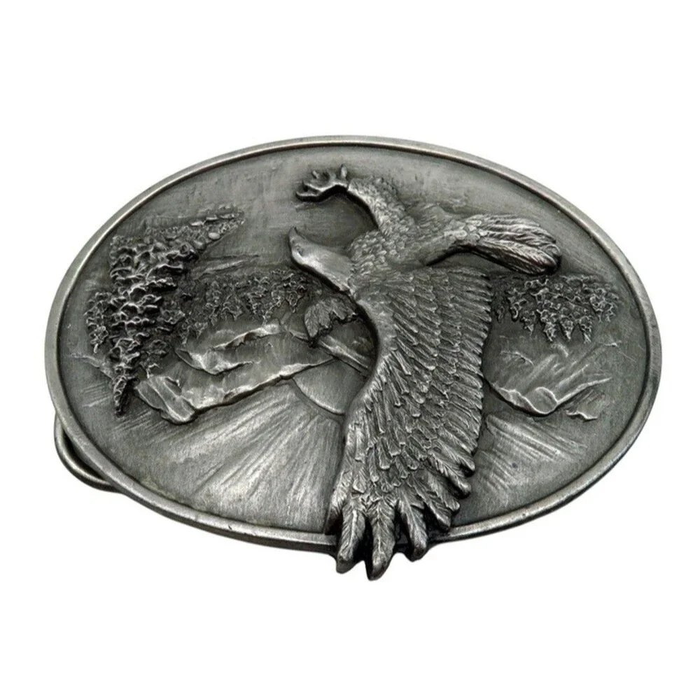 Vintage 1982 Siskiyou Buckle Co Eagle Pewter Belt Buckle Oregon O-10 Made USA